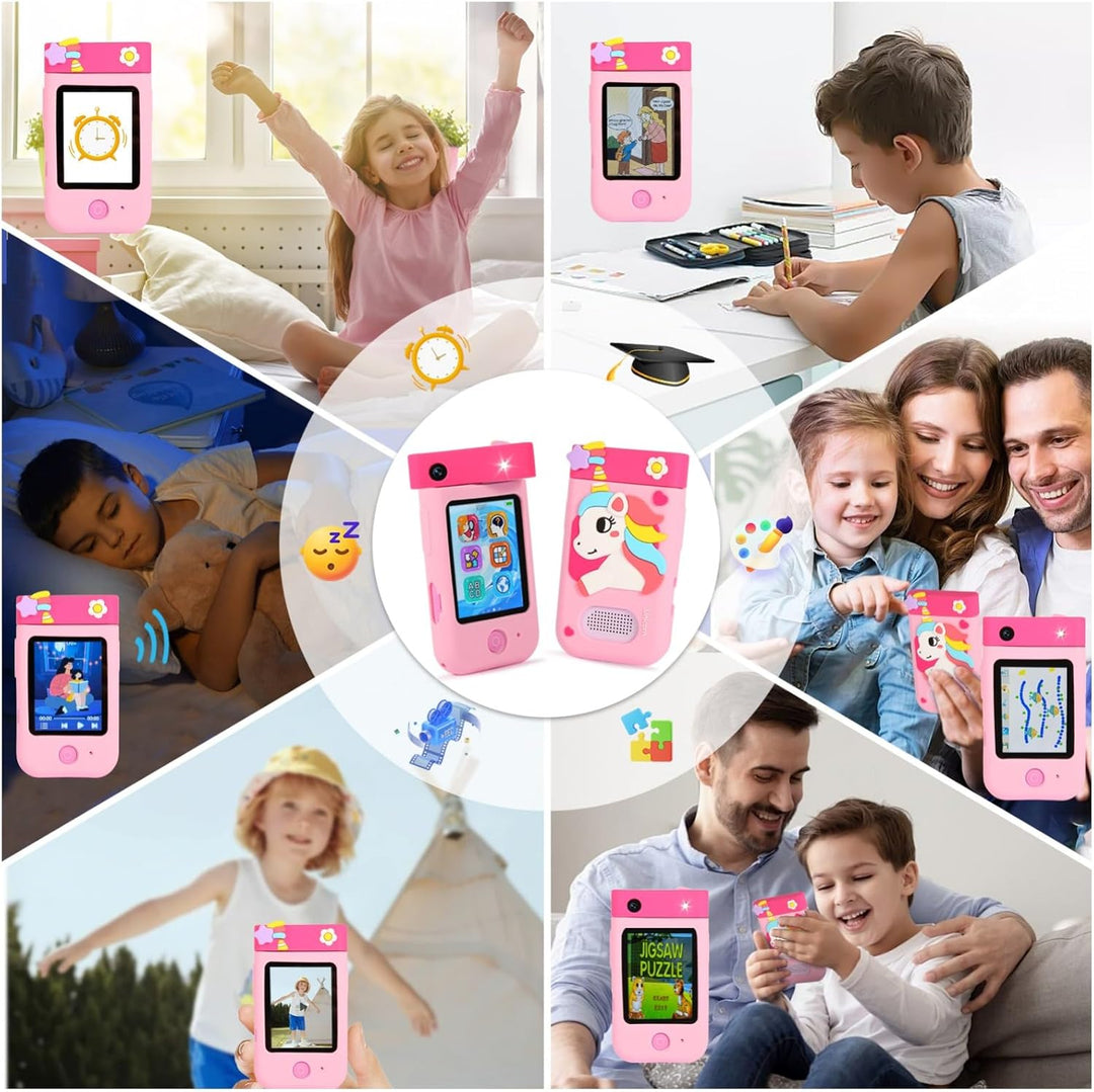 ARNSSIEN Kinder Handy Smartphone Spielzeug mit 180° Drehobjektiv &amp;32GB Karte, Kinderkamera mit Touch