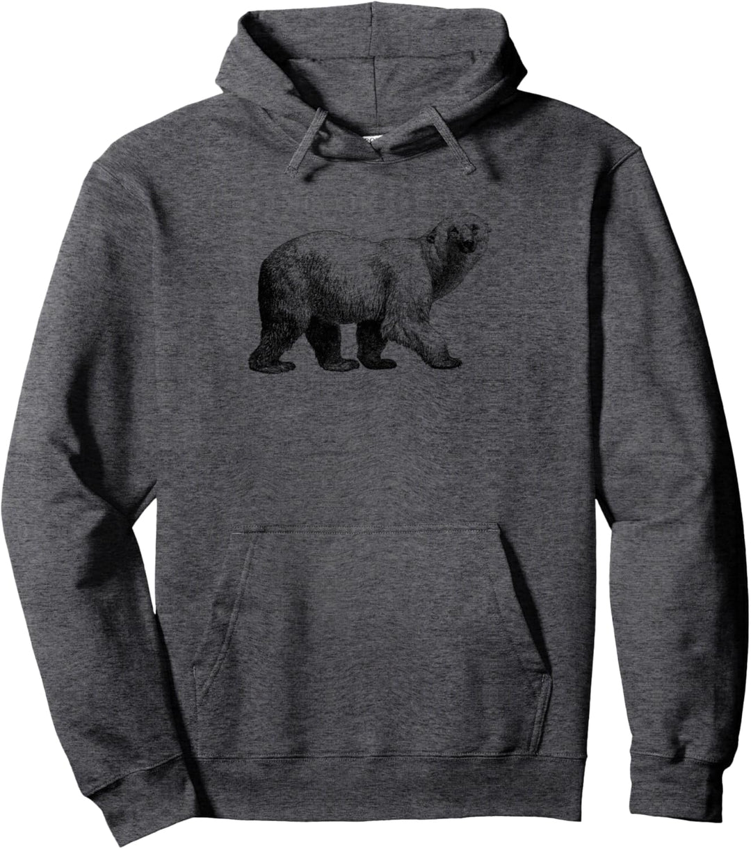 Zoologische Vintage Schwarz-Weiss-Illustration Arktischer Pullover Hoodie