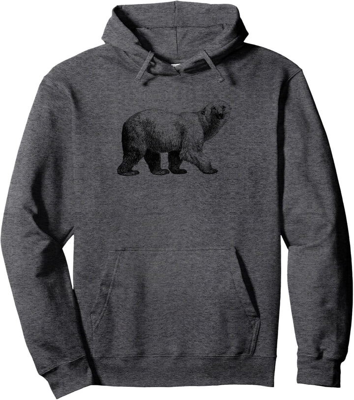 Zoologische Vintage Schwarz-Weiss-Illustration Arktischer Pullover Hoodie