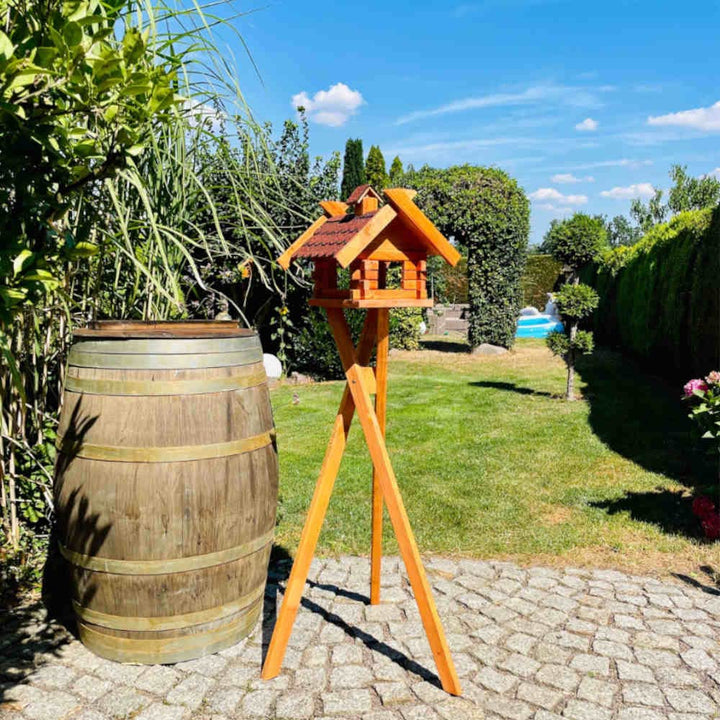 Rechteckiges Vogelhaus M - XL wetterfest aus Holz Vogel Futterstelle Haus mit und ohne Ständer (Grös