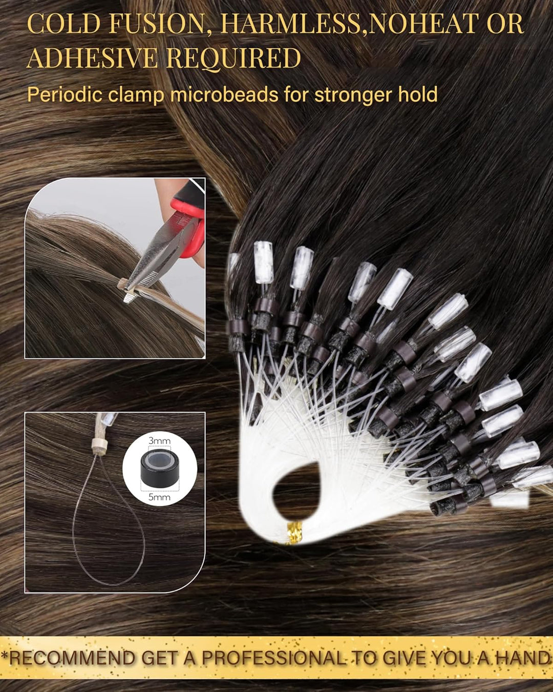 Hetto Microring Extensions Echthaar Balayage Braun Micro Extensions Echthaar Remy Extensions Microri