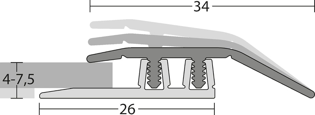 Prinz Profi-Design Anpassungsprofil -Für Aufbauhöhen von 4,0 -7,5 mm Edelstahl gebürstet 270cm 34 mm