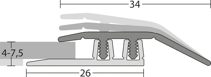 Prinz Profi-Design Anpassungsprofil -Für Aufbauhöhen von 4,0 -7,5 mm Edelstahl gebürstet 270cm 34 mm