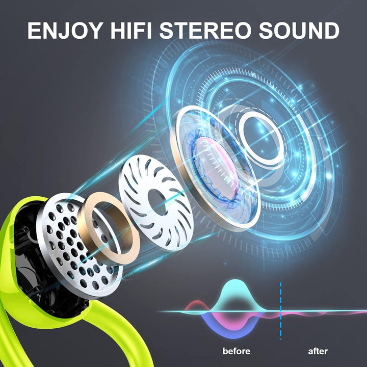 Bluetooth Kopfhörer Sport, Wireless Earbud ENC Noise Cancelling Mic, 48 Std in Ear Kopfhörer Kabello