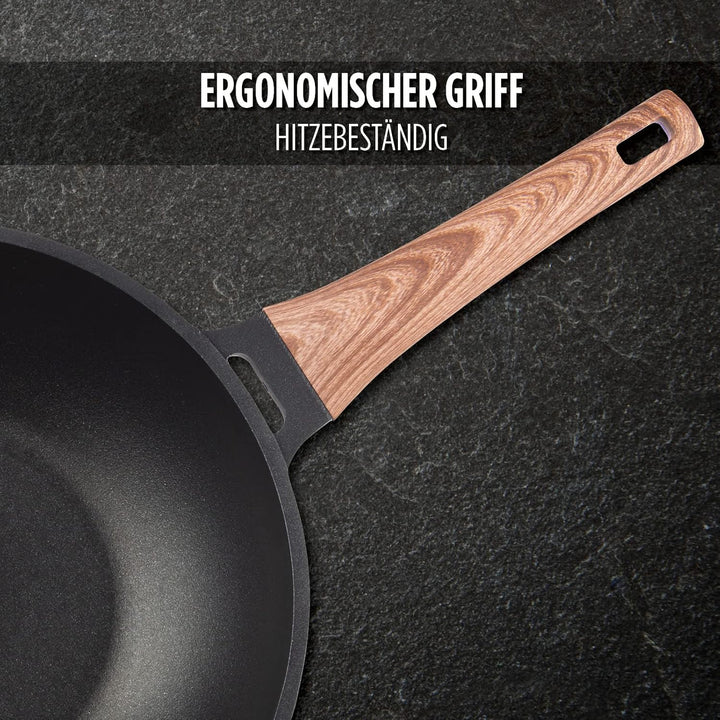 ROSMARINO Profi Wok 30 cm | Wok-pfanne mit hervorragende Wärmeverteilung und Wärmeleistung | Raffini