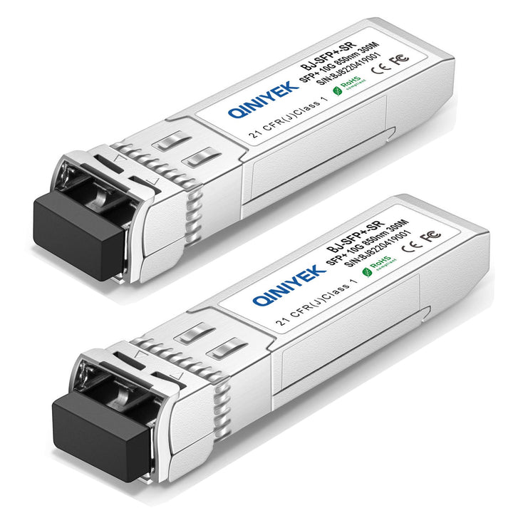 QINIYEK 10GBase-SR SFP+ Transceiver, 10G Multimode SFP+ LC-Modul, 850 nm MMF, bis zu 300 m, kompatib
