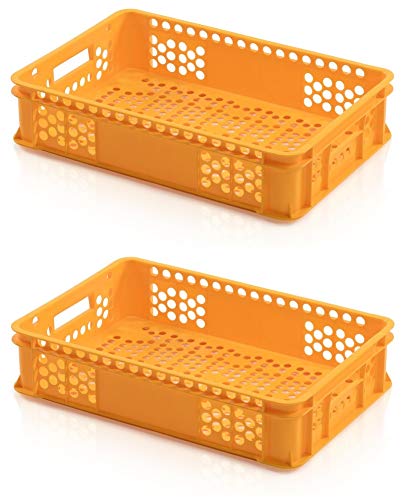 2x Bäckerkiste 60 x 40 x 13 gelb * Gemüsekiste durchbrochen Eurobehälter Süsswaren Bäcke