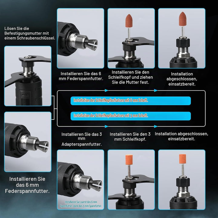 Akku Geradschleifer Kompatibel mit Makita 18V, Brushless Professional Stabschleifer mit 128PCS Zubeh