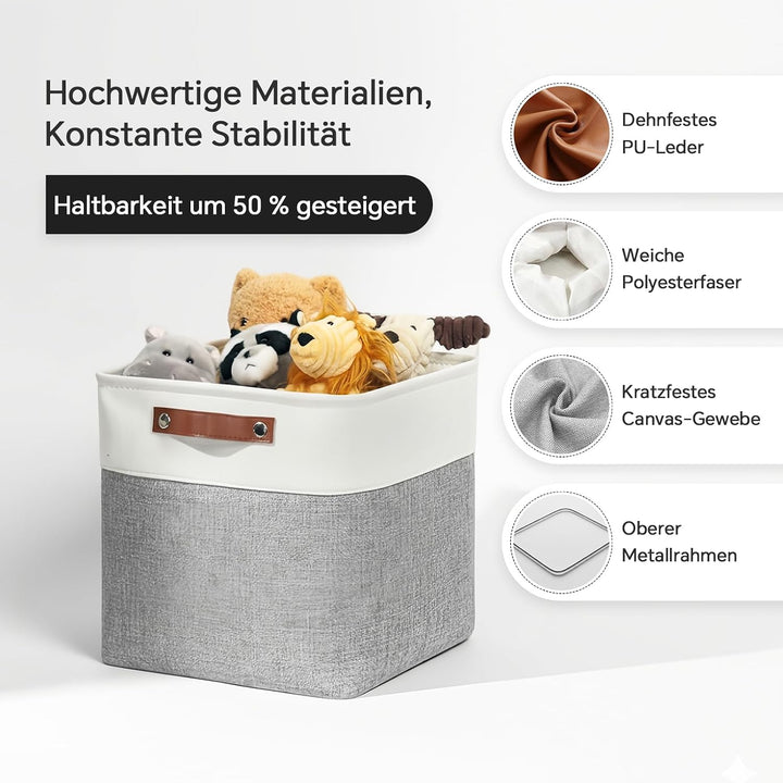 Mangata Cube Aufbewahrungsbox 4er-Set, Stoff Aufbewahrungskorb, 30cm*30cm für Schlafzimmer, Bastelra