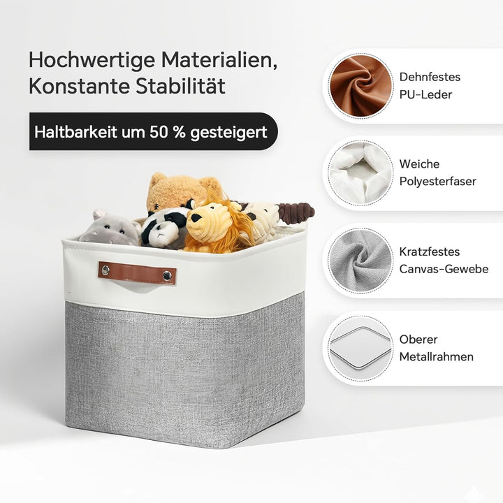 Mangata 4er-Pack Sotrage-Würfel, 28x28x28cm, Weiss & Grau 28cm-4pcs Grau Weiss, 28cm-4pcs Grau Weiss