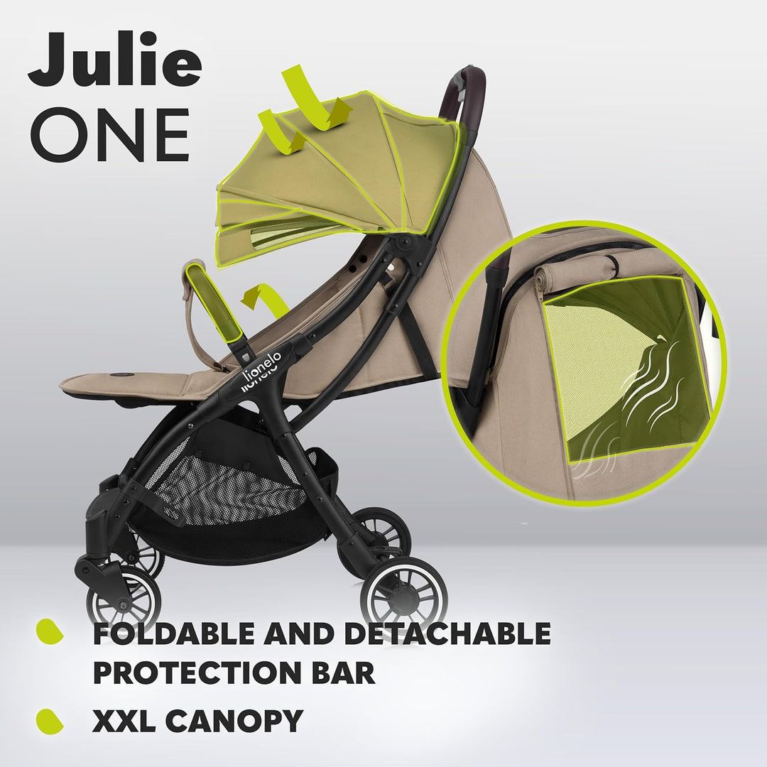 LIONELO Julie One Buggy Kinderwagen bis 22 kg, verstellbare Rückenlehne und Fussstütze, Moskitonetz,