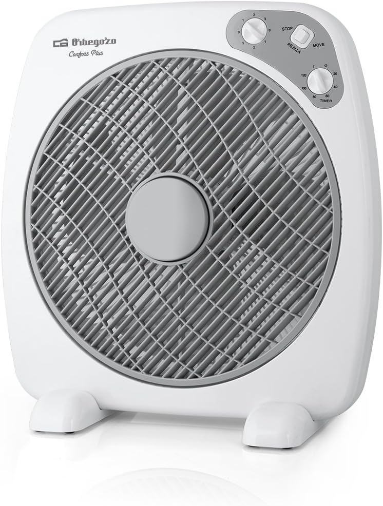 Orbegozo BF 0140 - Ventilator Box Fan mit 3 Geschwindigkeiten, Drehfunktion, Timer, Blattgrösse von