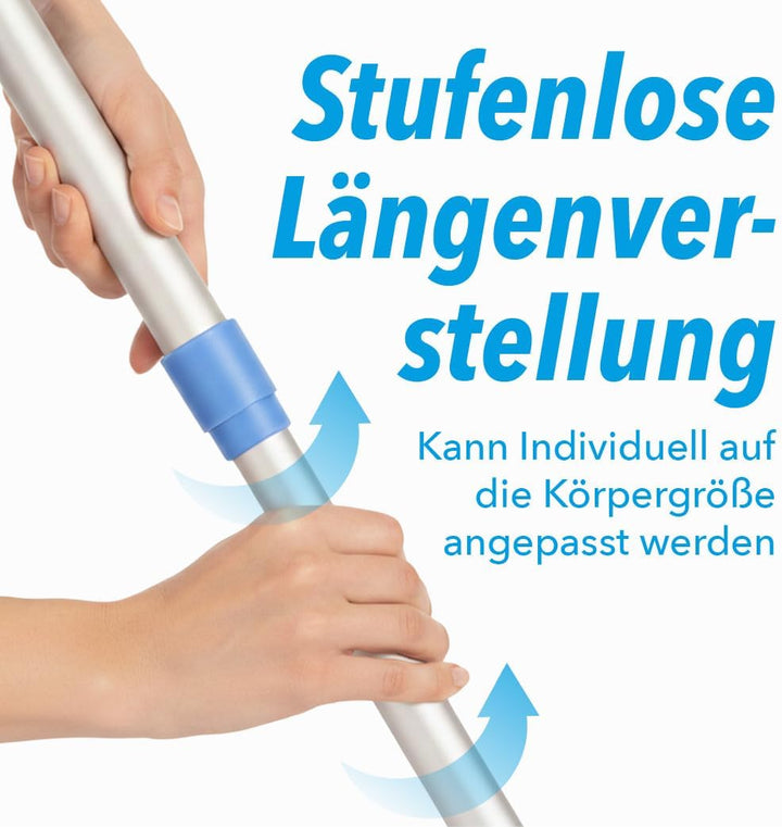 G.I.V. Bodenwischer Set 40cm Klapphalter mit Fusstaste + Teleskopstiel ausziehbar 88-150cm inkl. 5X