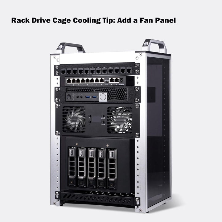GeeekPi 10-Zoll 2U Rackmontage Dual-Fan-Kühlpanel mit OLED-Display & 2X 70-mm-Aktivlüfter für 10-Zol