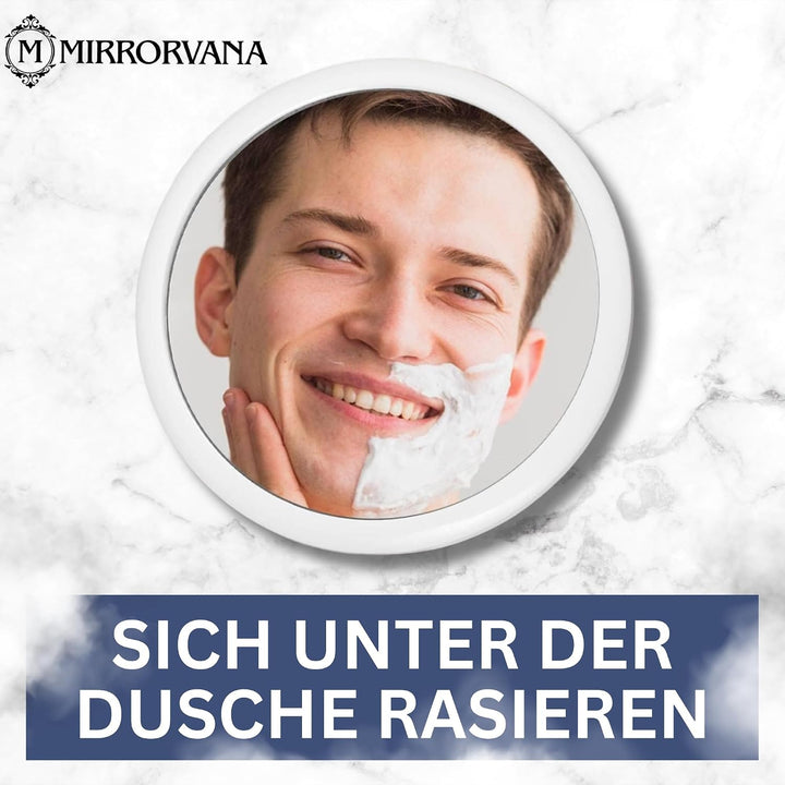 Mirrorvana Kleiner Duschspiegel antibeschlag und bruchsicher, runder Wandspiegel mit starkem 360° Sa