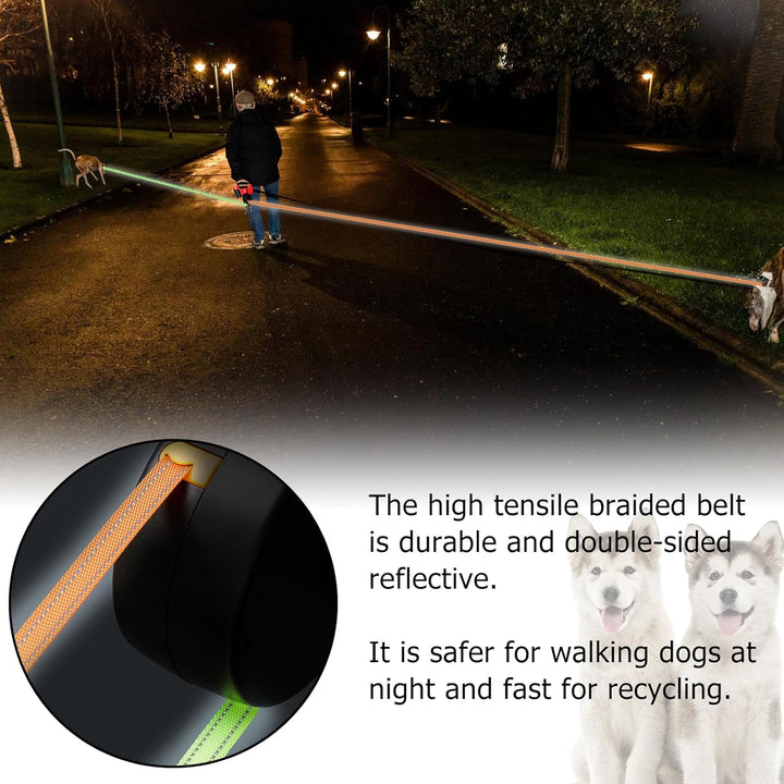 Doppelleine für 2 Hunde - Flexible Einziehbare Hundeleine Mit LED Licht, 3m, Ausziehbar Mit Bequemem