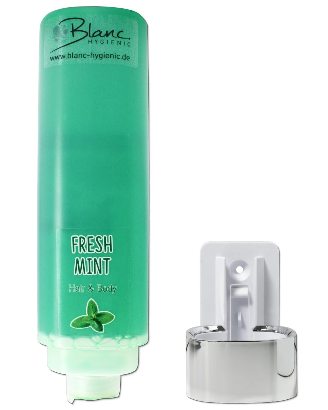 SET Hair & Body Fresh Mint 12x425 ml + 4 Halter Chrom | 12x425 ml Hair & Body, 4 Spenderhalter Chrom