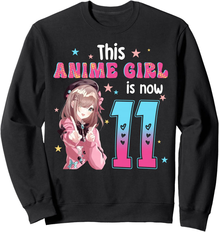 Kawaii Gifts Anime-Mädchen, 11 Jahre altes Mädchen, 11. Geburtstag, Kinder Sweatshirt