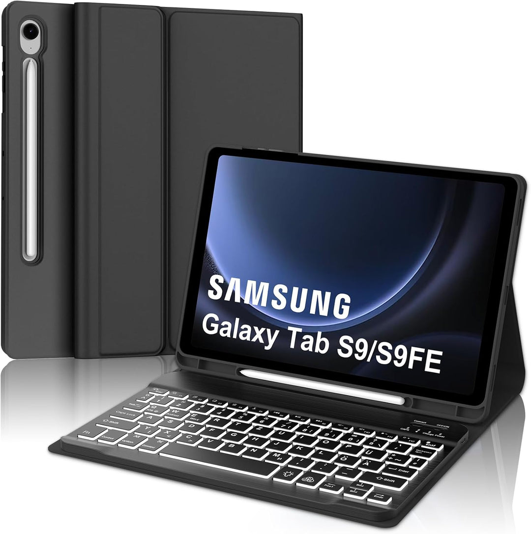 Samsung Galaxy Tab S9 FE Tastatur, Galaxy Tab S9 Hülle mit Tastatur, Samsung Tablet Tastatur für S9