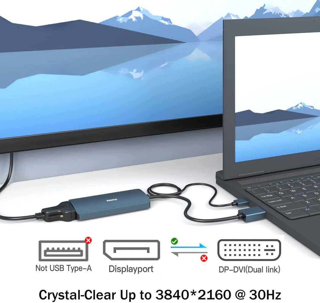 BENFEI DisplayPort auf DVI DVI-D Dual Link Adapter unterstützt 2K@60Hz, 1080P@60Hz 1 Blau, 1 Blau