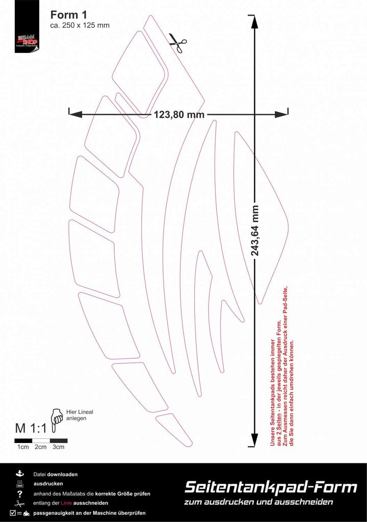 BIKE-label Tankpad seitlich Tankschutz Aufkleber Waben Rot Red 800760