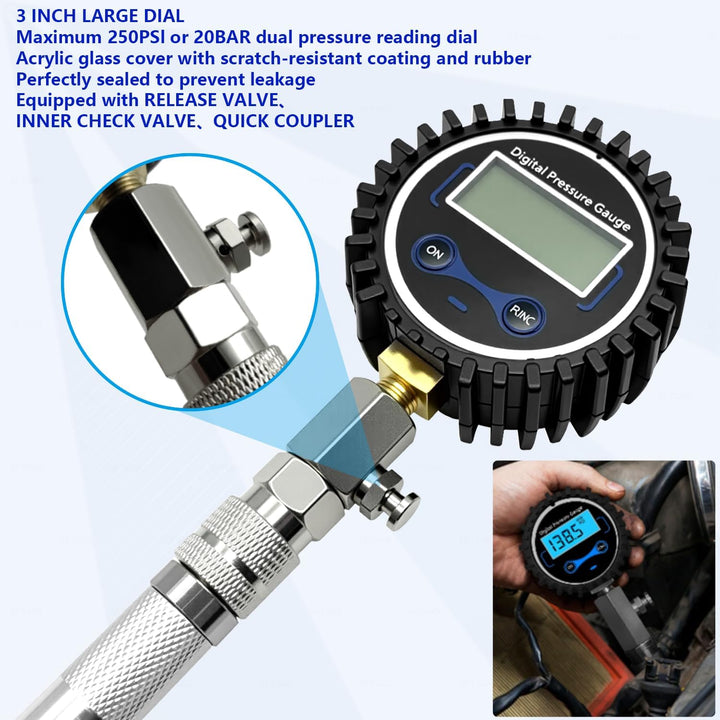 ZKTOOL Kfz-Kompressionstester, Digitales Kompressionsmessgerät 250 PSI, Motorzylinder-Kompressionste