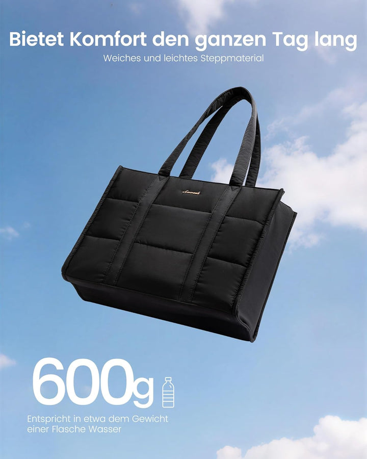 LOVEVOOK Handtasche Damen Gross, Puffer 17 Zoll Laptoptasche Shopper Tasche Arbeitstasche Aktentasch