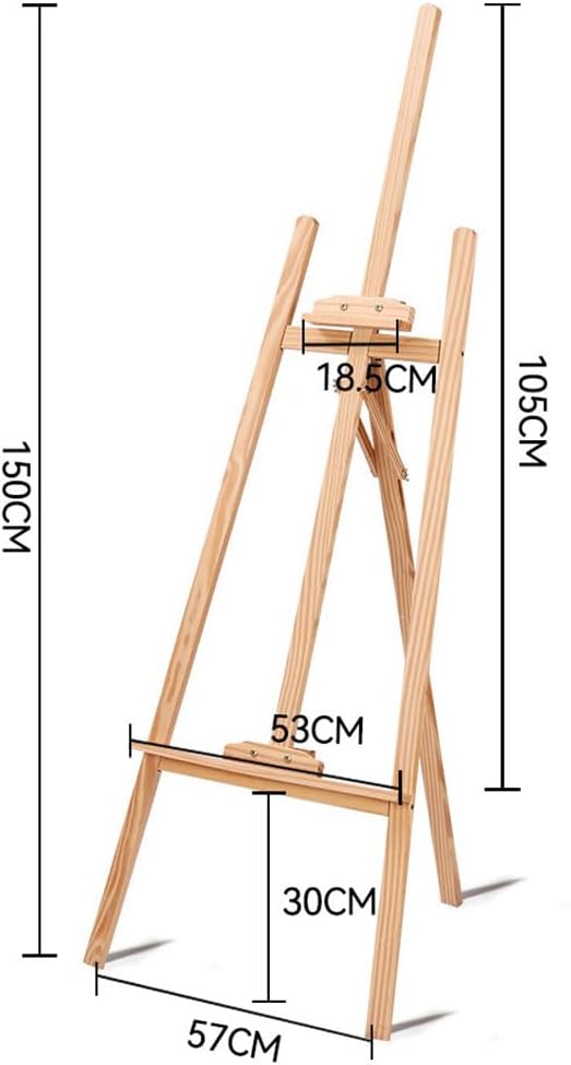 2PCS Staffelei Holz Gross,150 Cm Massivholz-Malstaffelei,Höhenverstellbare Staffelei,Geeignet Für Ki