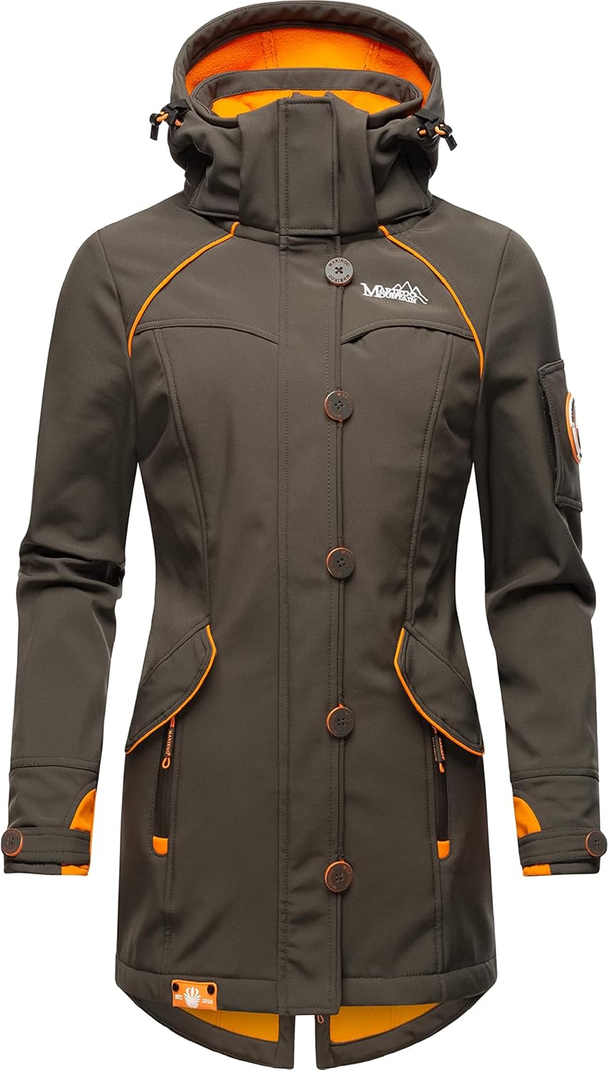 MARIKOO Damen Outdoor Parka Kurzmantel Outdoor Mantel wasserdicht mit Kapuze Soulinaa XS Anthracite,