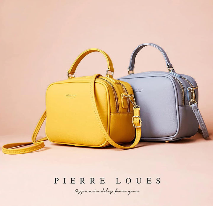 PIERRE LOUES Damen Handtasche Umhängetasche Henkeltasche Modischer Urban Chic Style PU Kunstleder fü