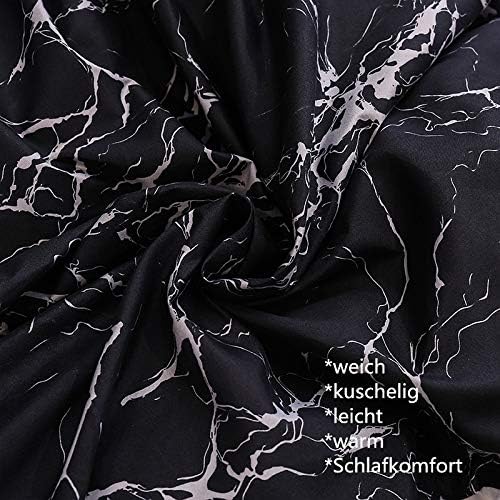 Boqingzhu Bettwäsche 220x240 cm Marmor Optik Schwarz Weiss Bettwäsche Set Microfaser 3 Teilig Wendeb