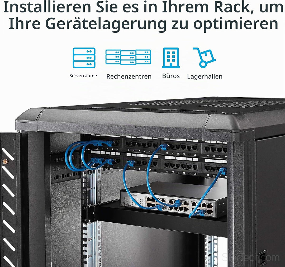 StarTech.com 1HE Verstellbares Server Rack Fachboden - 150 kg - 49,5 bis 97,4 cm Verstellbare Einbau