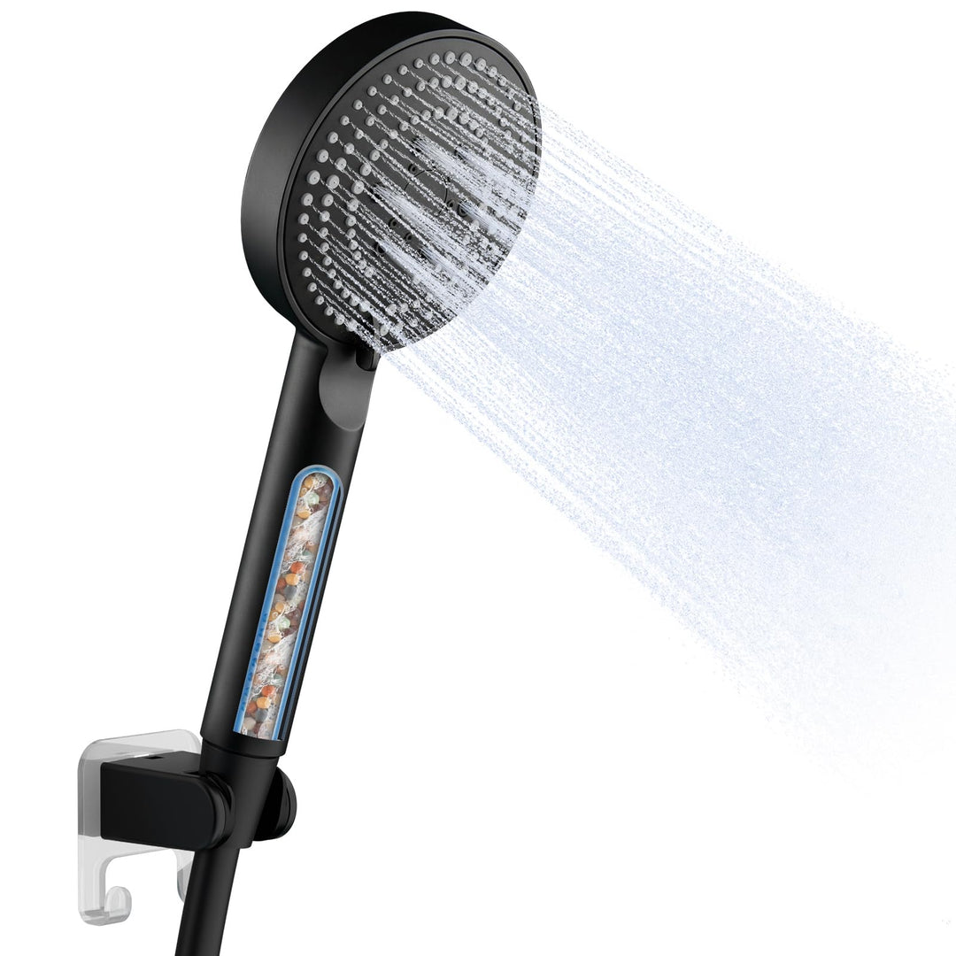 OFFO Duschkopf mit Schlauch und Halterung, 100 mm Duschbrause mit 6 Strahlarten, Handbrausen Wassers