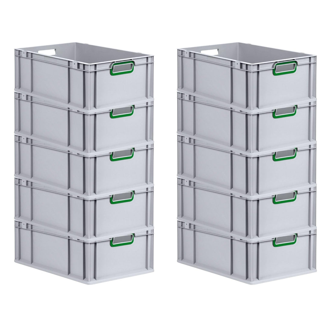 Mega Deal | 10x Proregal Eurobox NextGen Color | HxBxT 22x40x60cm | Griffe grün offen | Verstärkter