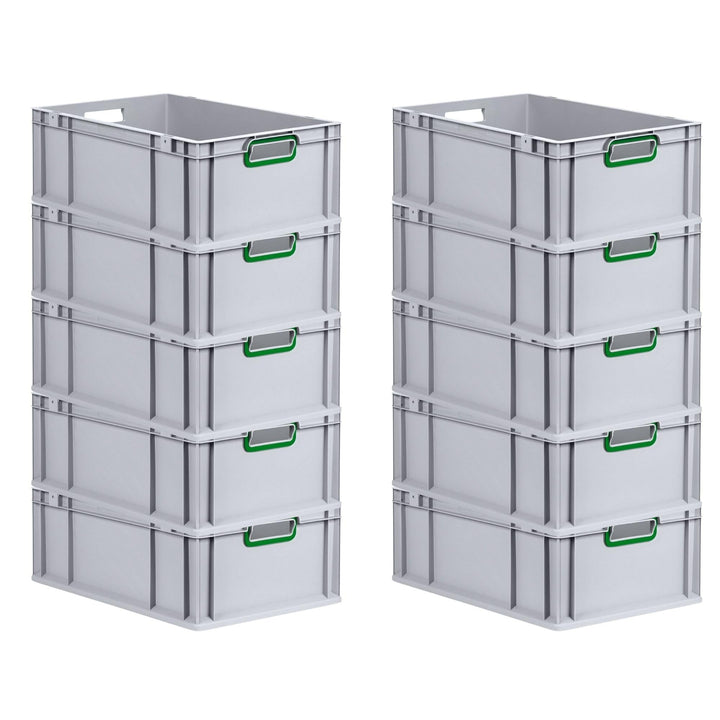 Mega Deal | 10x Proregal Eurobox NextGen Color | HxBxT 22x40x60cm | Griffe grün offen | Verstärkter