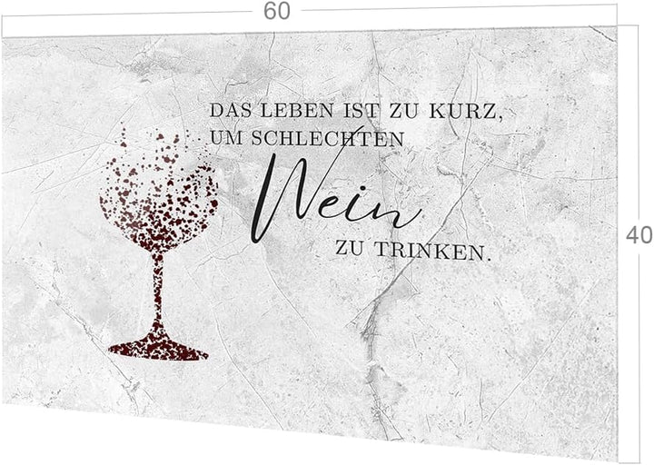 GRAZDesign Spritzschutz Küchenrückwand Glas Küche für Herd & Küchenspüle, Wein mit Spruch grau | Gla