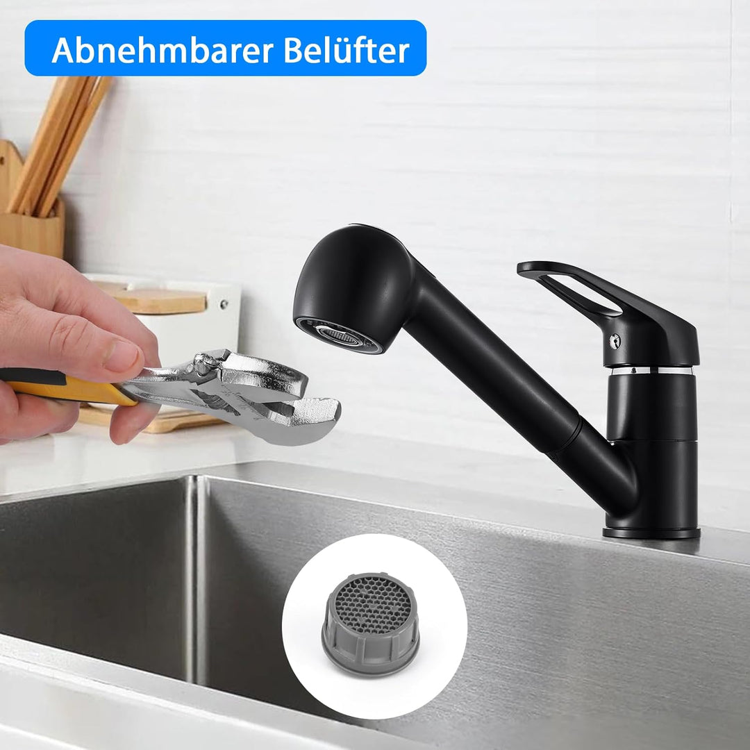 BONADE Ausziehbare Küchenarmatur mit Dual-Spülbrause, Wasserhahn 360° Drehbare Spültischarmatur, Hoc