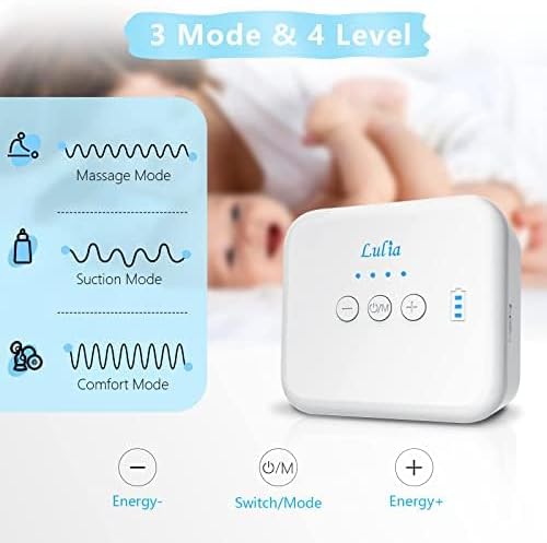 Lulia Milchpumpe Elektrisch, 3 Modi & 4 Stufen, BPA-frei, Wiederaufladbare Elektrisch Milchpumpe, Ko