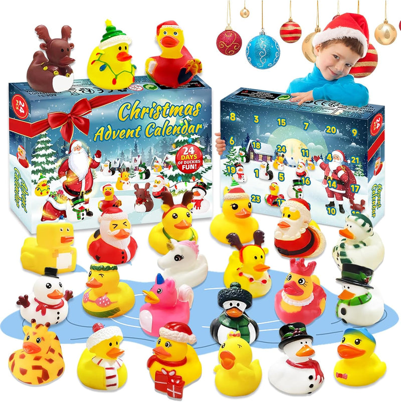 Adventskalender Enten 2024,Adventskalender Kinder Quitsche Enten,24 Weihnachten Quietscheenten Enten