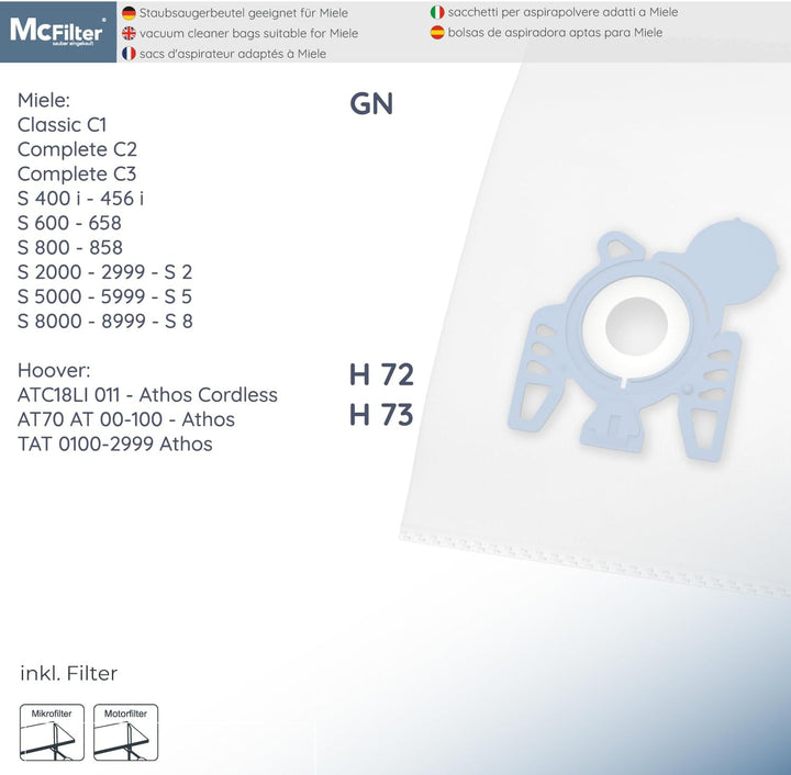 McFilter I 20 Staubsaugerbeutel kompatibel für M Complete C3 Cat & Dog PowerLine Bodenstaubsauger I