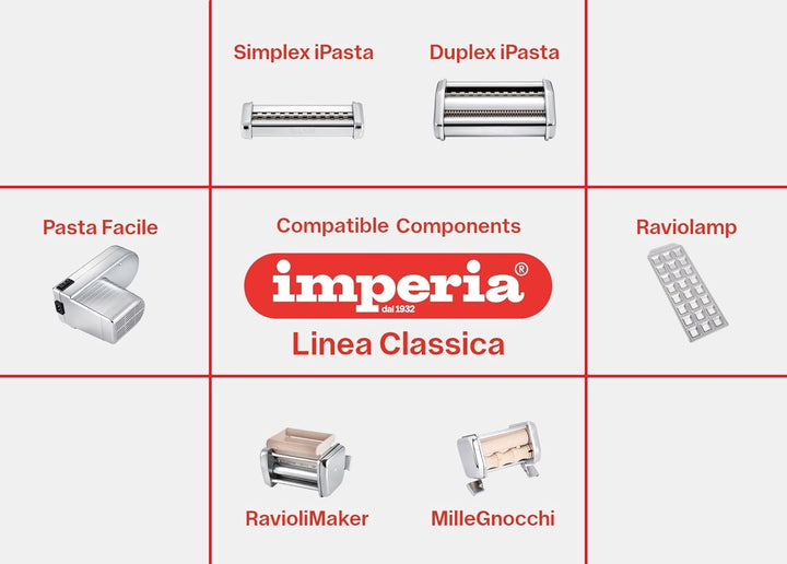 Imperia Pastapresto. Elektrische Nudelmaschine 100% Made in Italy. Frischpastamaschine aus Stahl mit