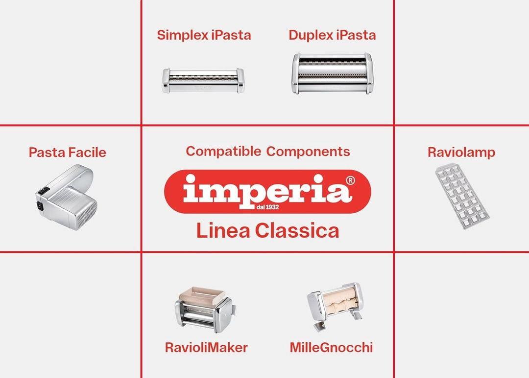 Imperia IPASTA Classica Nudelmaschine 100% Made in Italy. Frischpastamaschine aus Stahl. Manuelle Te