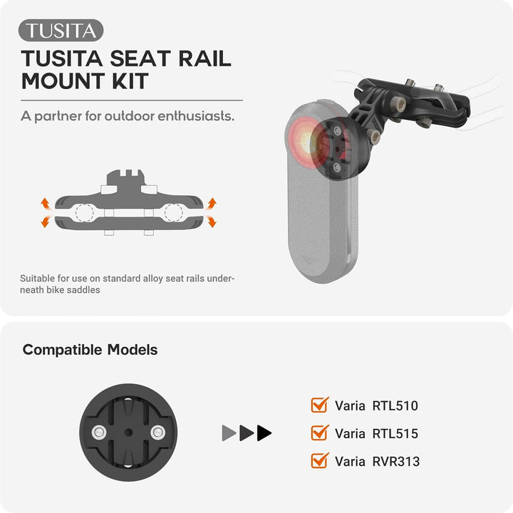 TUSITA Sitzschienen Halterung Kit Kompatibel mit Garmin Varia RTL510 RTL515 RVR315 Rearview Varia RT