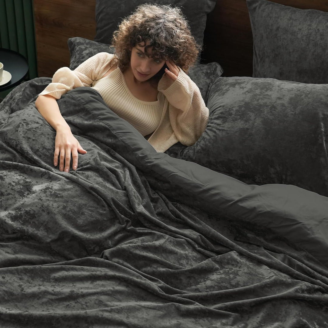PHF Samt Bettwäsche 155x220, Luxus Flauschig Bettwäsche 155x220 cm mit 2er Kissenbezüge 80x80 cm, Ku