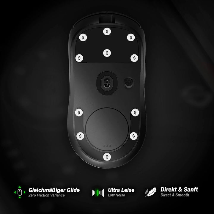 SensoryBoost Rush Dots Glas-Mausfüsse 16 Stück – Universelle Mouse Skates Ø 6 mm für ultraschnelles