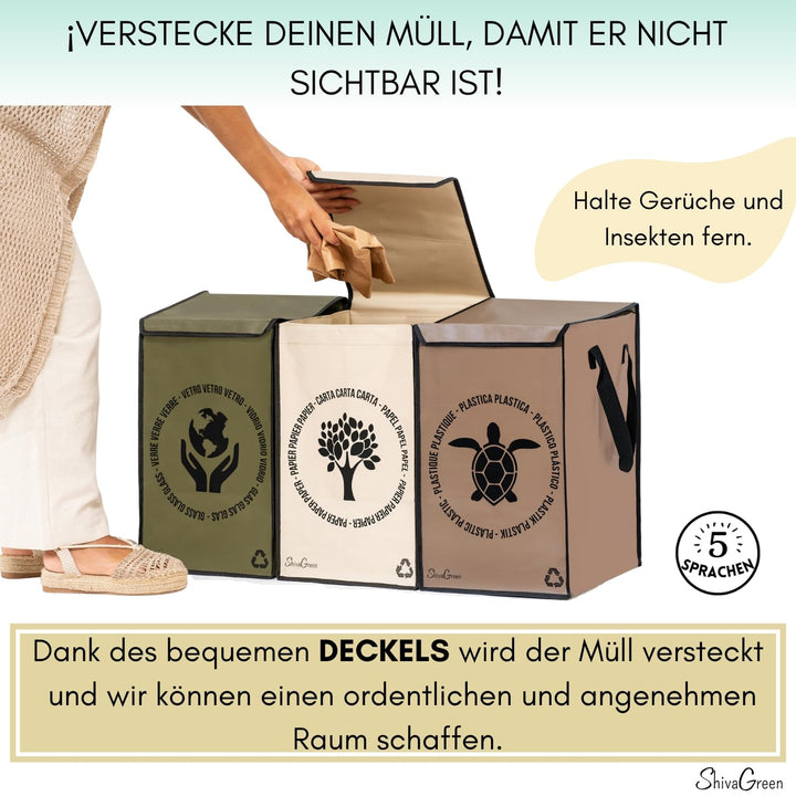 Mulltrennsystem 3fach - Recycling System - Altglas Sammelbehälter - Leergut Sammelbehälter - Altpapi