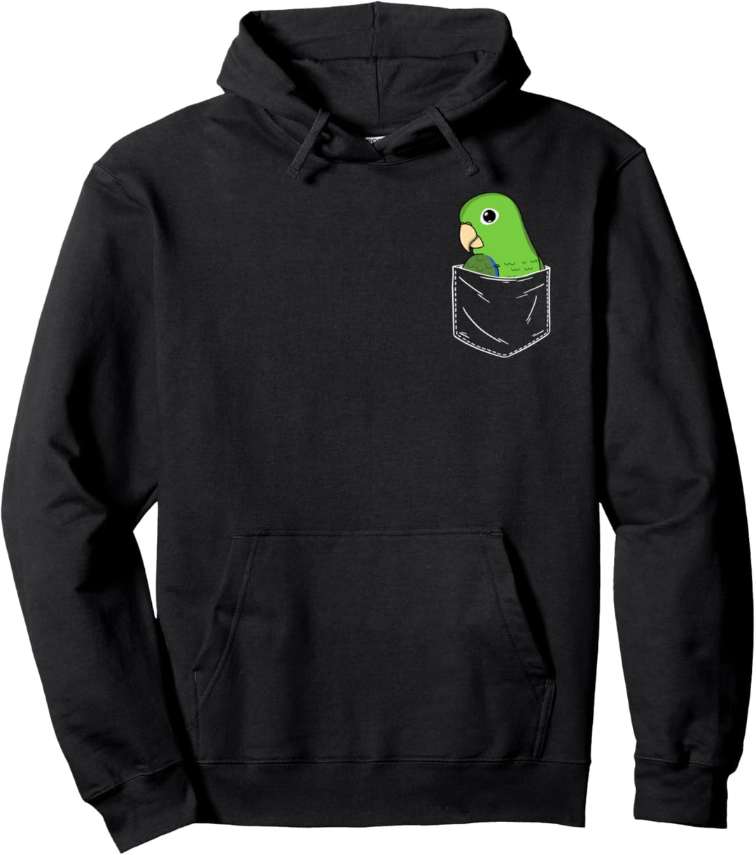 Süsser Papagei in einer Tasche I Grüner Papagei Pullover Hoodie