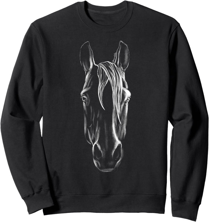 Pferd Künstlerische Grafik handgezeichnete Pony Artsy Weiss Sweatshirt