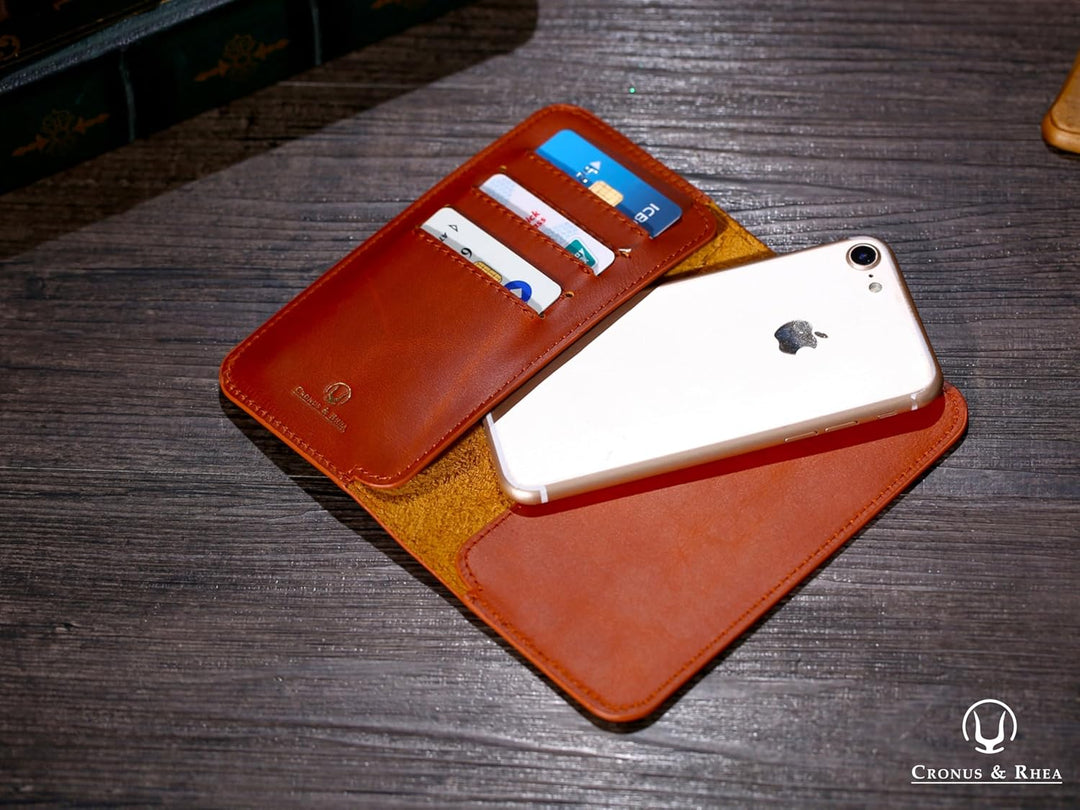 Cronus & Rhea - Smartphone Geldbörse aus Leder - Modell: Cerberus - Mit Geschenkbox - Geldbeutel Hül