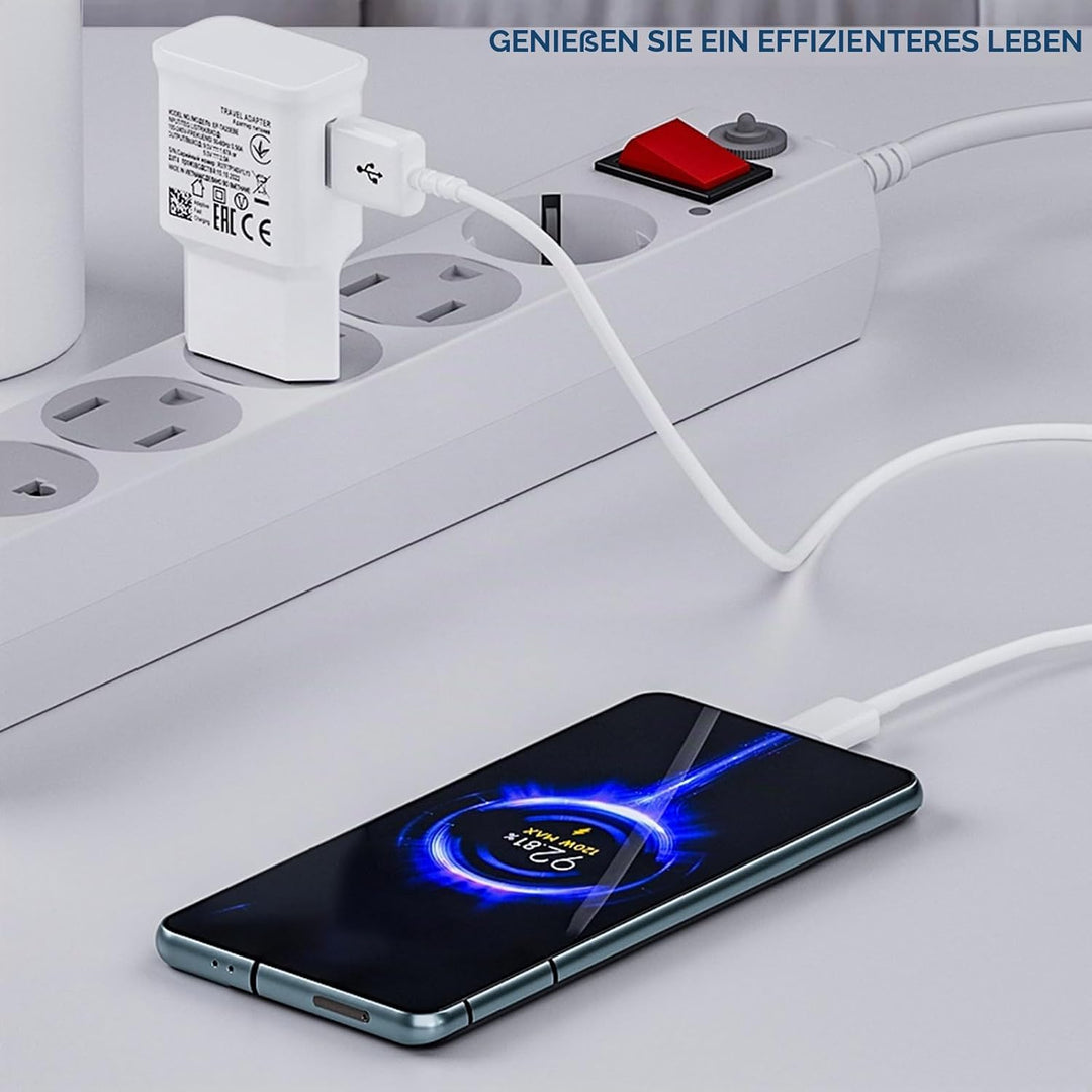 2er-Pack Ladegerät mit 2m Ladekabel USB Typ-C für Samsung Galaxy S21 S20 S10 S9 S8 A13 A14 A15 A20 A